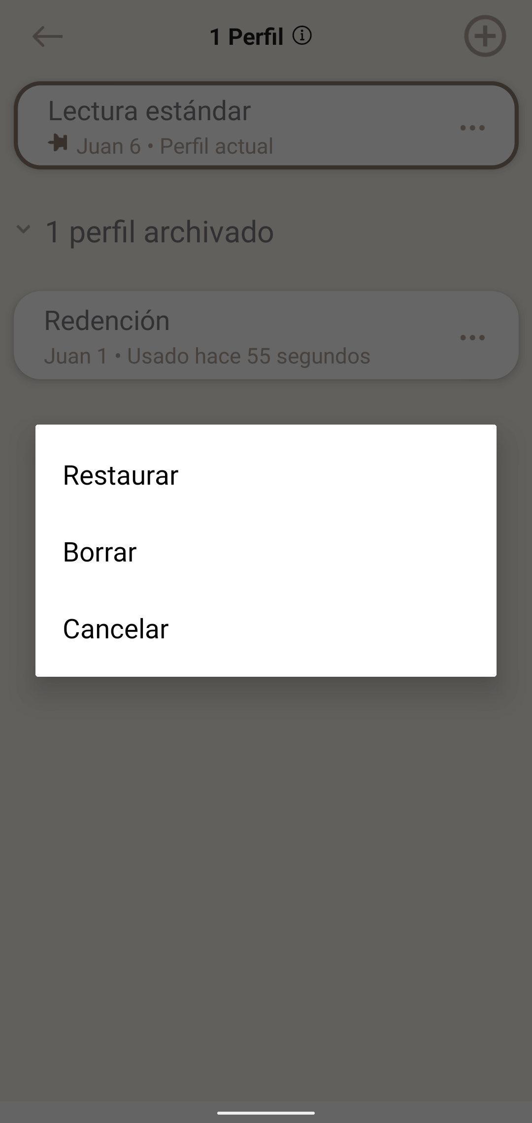 Recuperar el archivo de un perfil